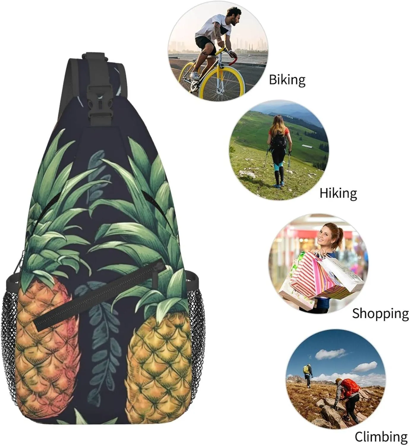 Sling Backpack Bag for Men Pineapple Cross Chest Bag Crossbody Shoulder Bag Travel Hiking Daypack