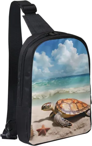 Sling Backpack Crossbody Sling Bag for Men Women Cross Chest Bag Sea Turtle Shoulder Bag Travel Hiking Daypack