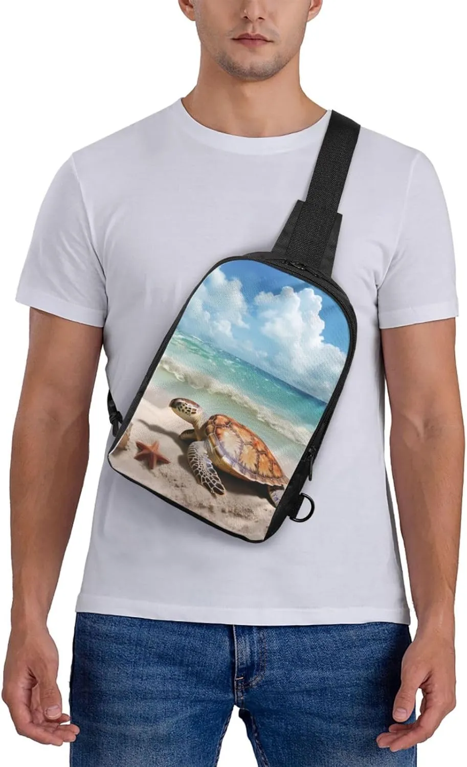 Sling Backpack Crossbody Sling Bag for Men Women Cross Chest Bag Sea Turtle Shoulder Bag Travel Hiking Daypack