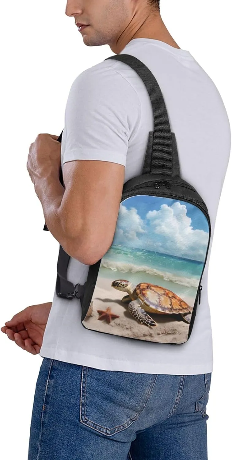 Sling Backpack Crossbody Sling Bag for Men Women Cross Chest Bag Sea Turtle Shoulder Bag Travel Hiking Daypack