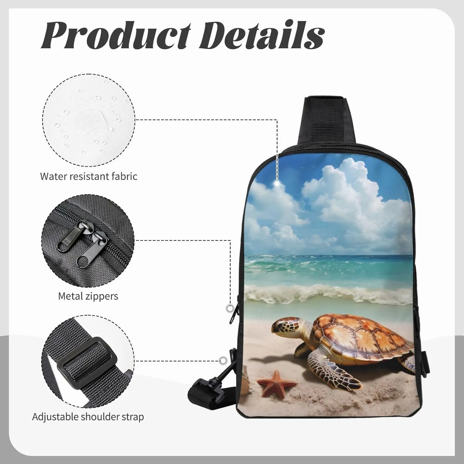 Sling Backpack Crossbody Sling Bag for Men Women Cross Chest Bag Sea Turtle Shoulder Bag Travel Hiking Daypack