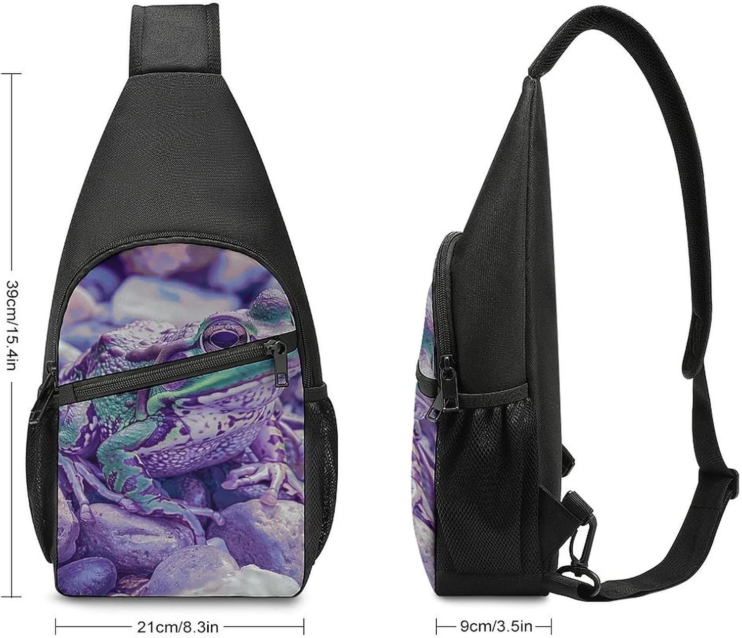Sling Backpack for Women Men Crossbody Chest Bag Travel A Little Green Frog Daypack Shoulder Bag for Hiking