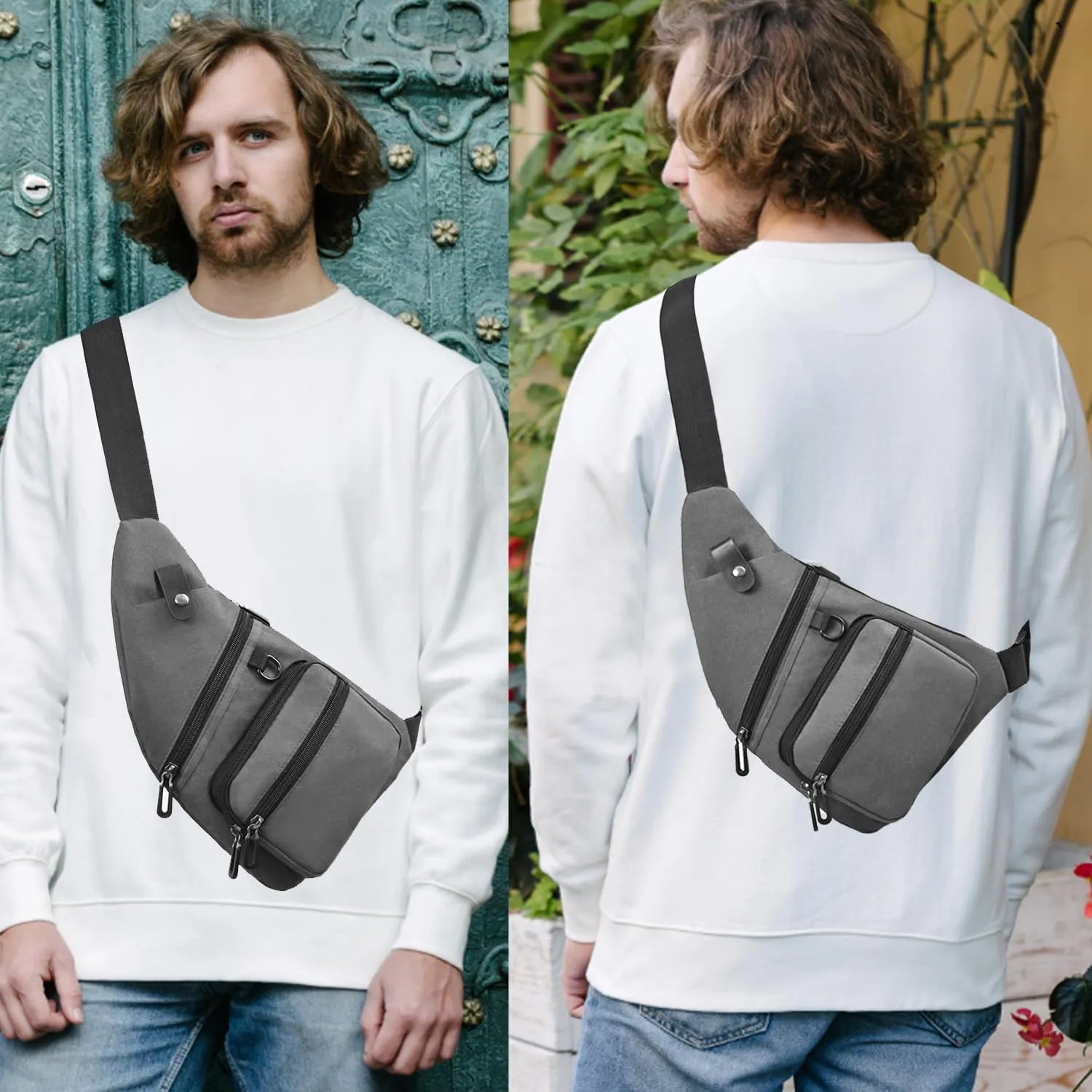Sling Bag Anti-Thief Crossbody Chest Shoulder Bag for Men Women Slim Personal Pocket Travel Bag for Hiking Backpack