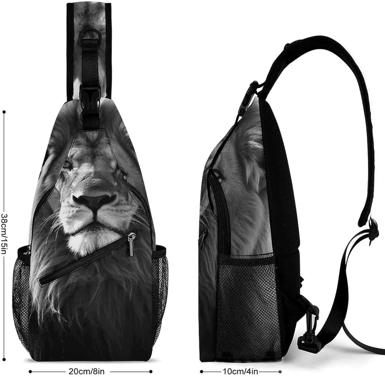 Sling Bag Crossbody Backpack for Men Women African Lion Black And White Chest Bag Crossbody Bag for Travel Sport Running