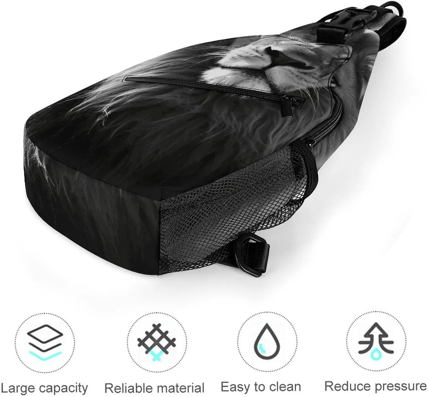 Sling Bag Crossbody Backpack for Men Women African Lion Black And White Chest Bag Crossbody Bag for Travel Sport Running
