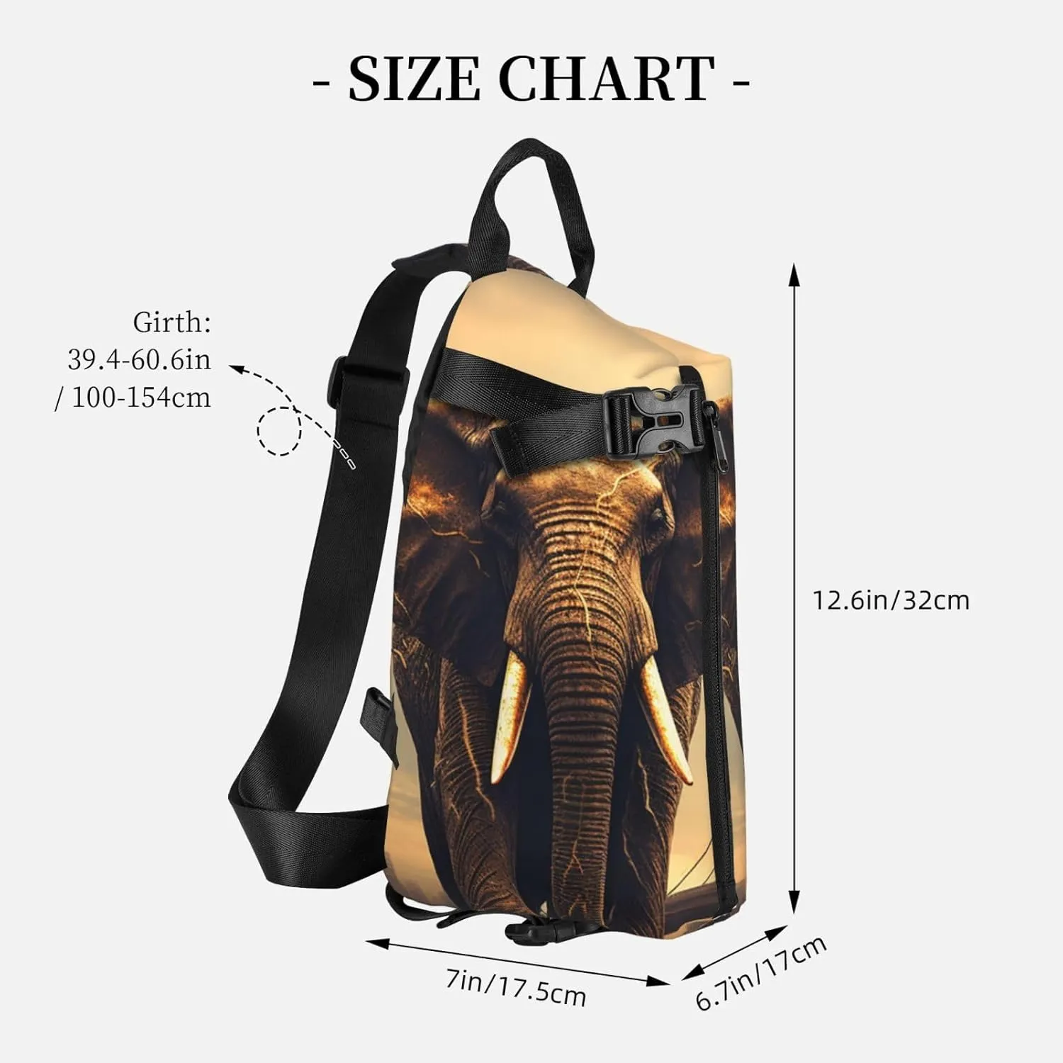 Sling Bag Crossbody Backpack for Men Women Elephant On A Bridge Chest Bag Crossbody Bag for Travel Sport Running