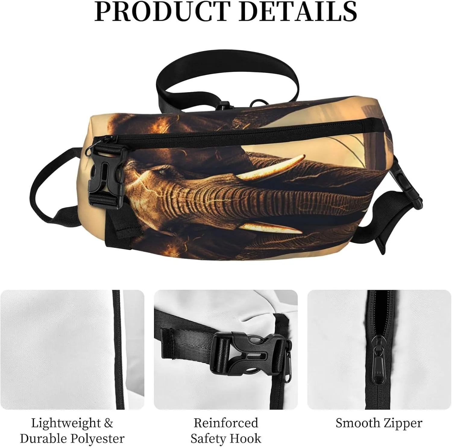 Sling Bag Crossbody Backpack for Men Women Elephant On A Bridge Chest Bag Crossbody Bag for Travel Sport Running