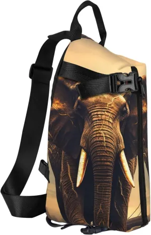 Sling Bag Crossbody Backpack for Men Women Elephant On A Bridge Chest Bag Crossbody Bag for Travel Sport Running