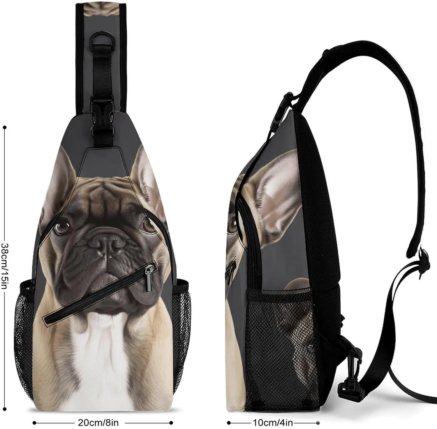 Sling Bag Crossbody Backpack for Men Women French Bulldog Chest Bag Crossbody Bag for Travel Sport Running