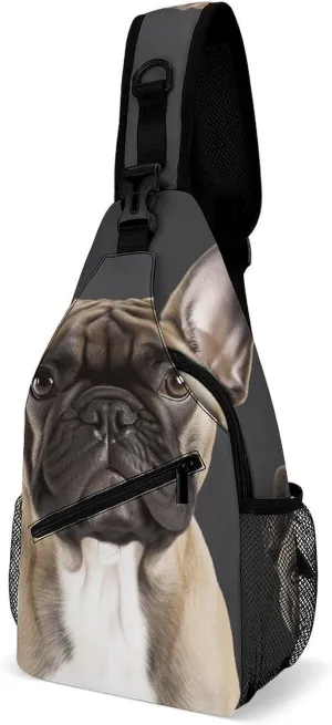 Sling Bag Crossbody Backpack for Men Women French Bulldog Chest Bag Crossbody Bag for Travel Sport Running