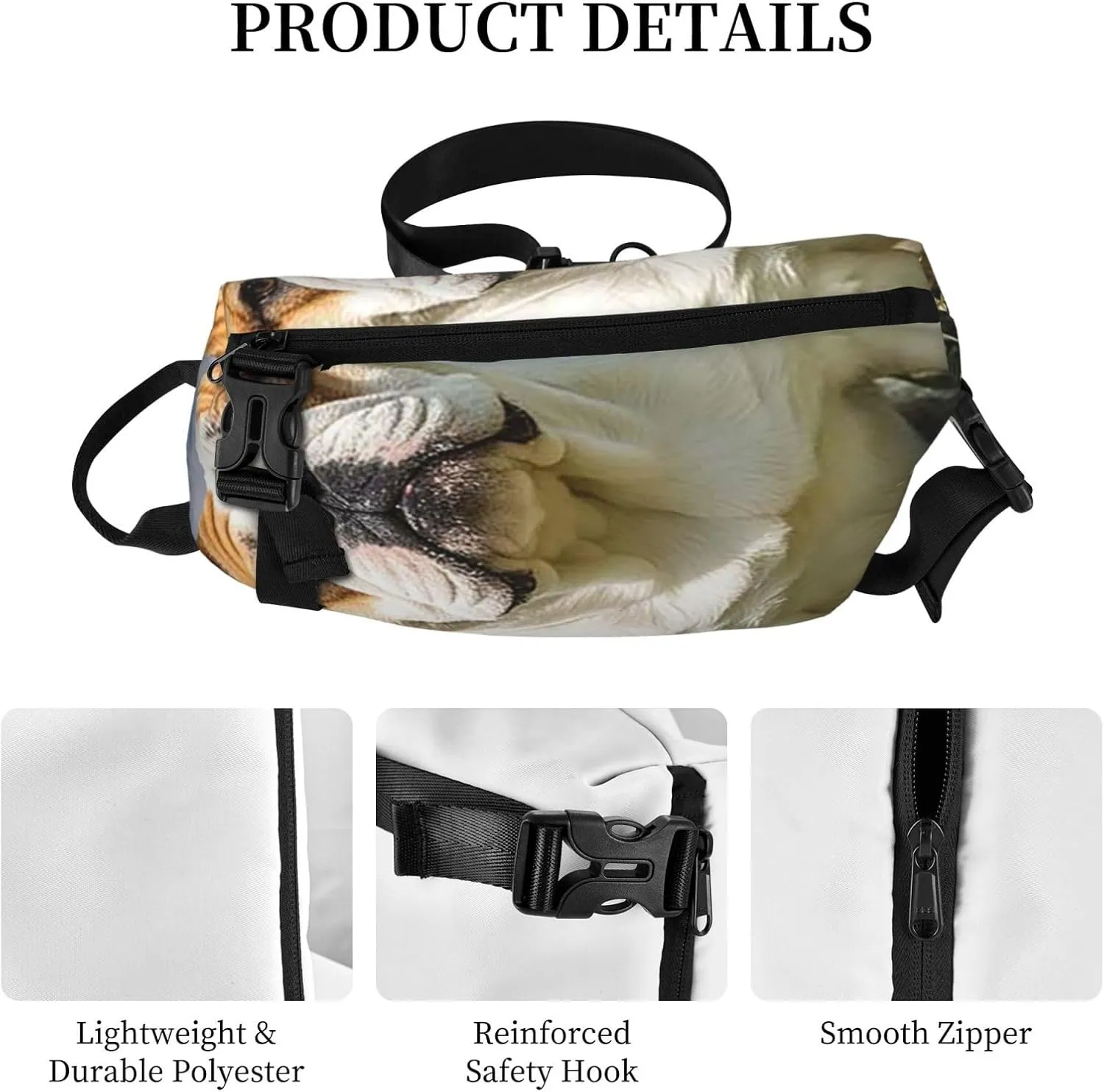 Sling Bag Crossbody Backpack for Men Women Funny English Bulldog22 Chest Bag Crossbody Bag for Travel Sport Running