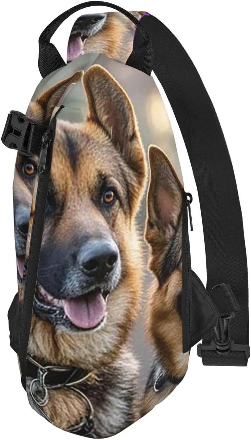 Sling Bag Crossbody Backpack for Men Women German Shepherd Dog Lovers2 Chest Bag Crossbody Bag for Travel Sport Running