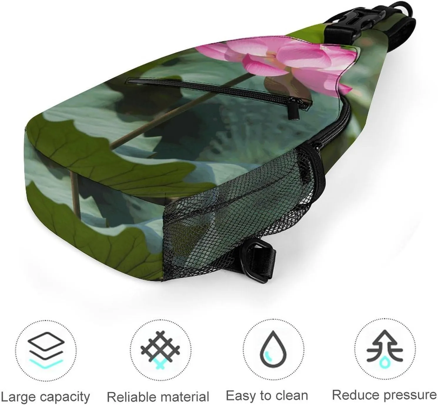 Sling Bag Crossbody Backpack for Men Women Lotu Flowers Chest Bag Crossbody Bag for Travel Sport Running