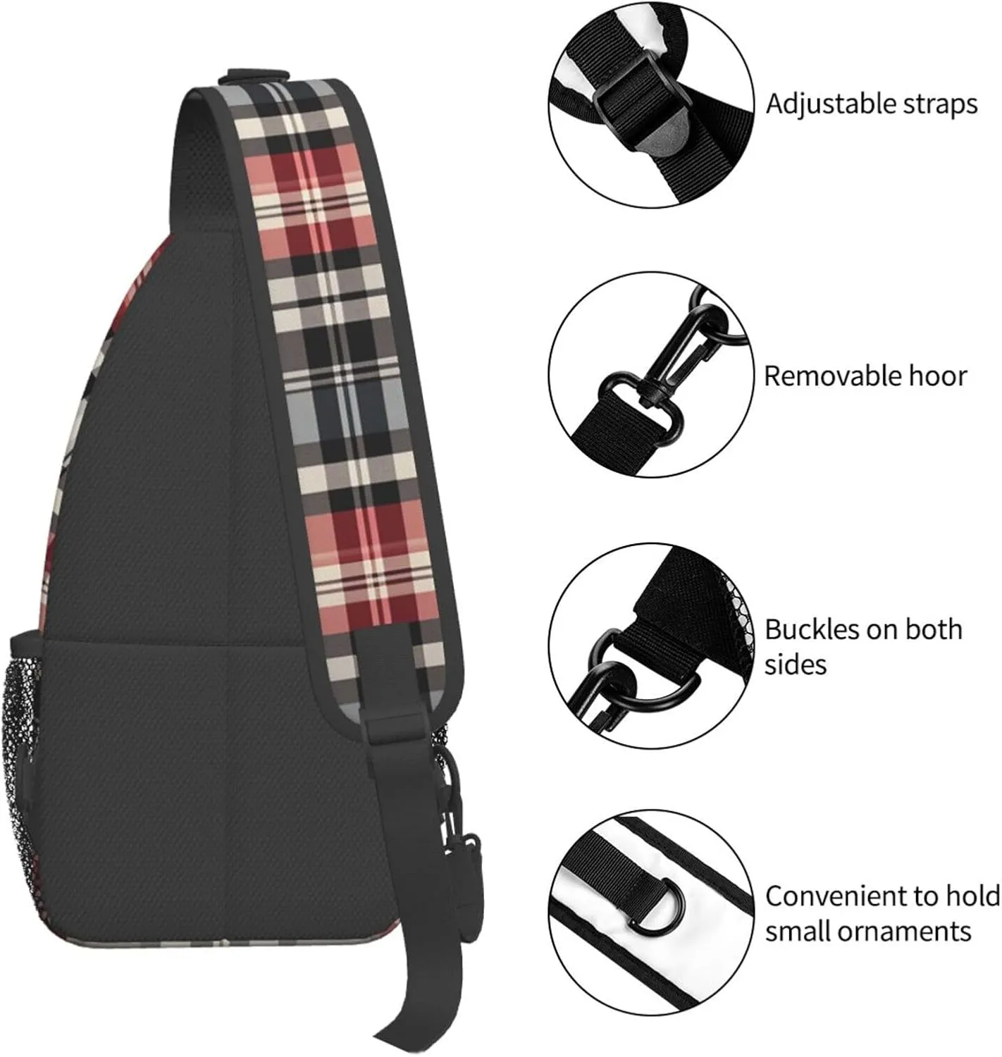 Sling Bag Crossbody Backpack for Men Women Old Plaid Checkered Chest Bag Crossbody Bag for Travel Sport Running