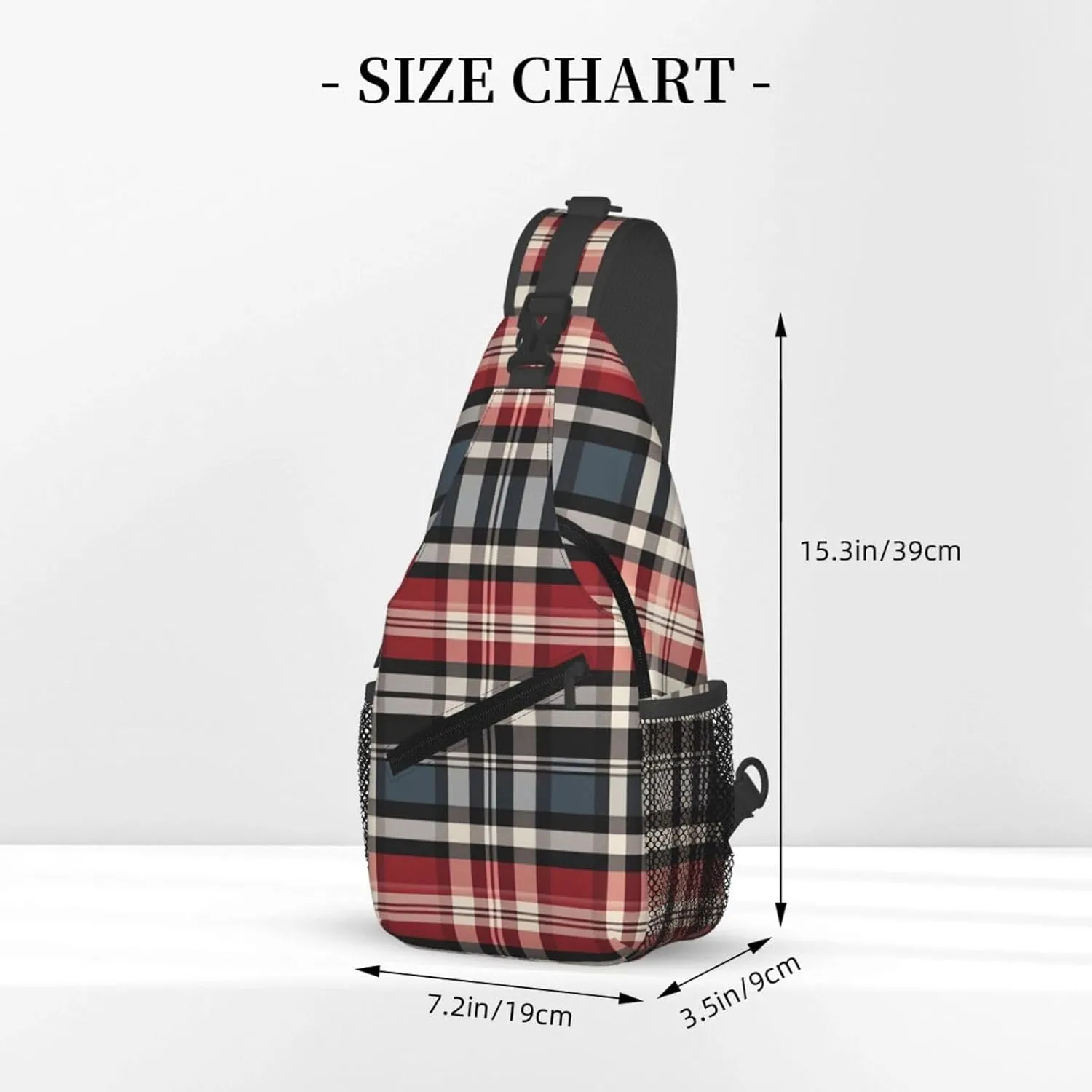 Sling Bag Crossbody Backpack for Men Women Old Plaid Checkered Chest Bag Crossbody Bag for Travel Sport Running