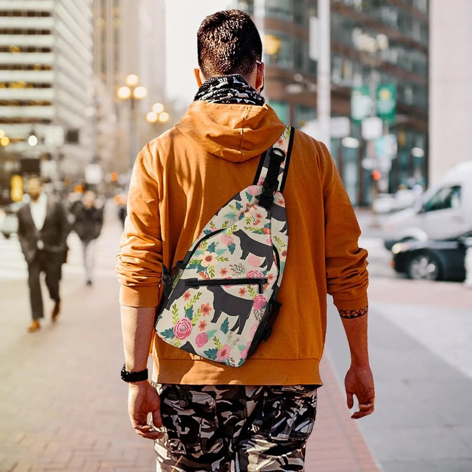 Sling Bag Crossbody Backpack for Men Women Show Steer Cows Cattle Chest Bag Crossbody Bag for Travel Sport Running