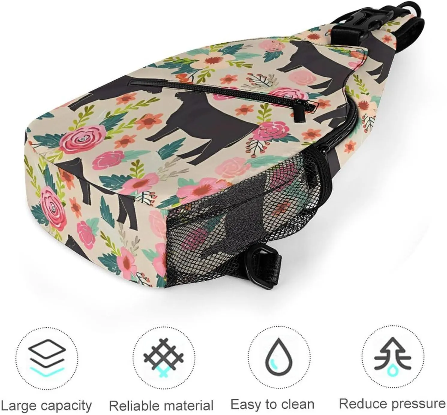 Sling Bag Crossbody Backpack for Men Women Show Steer Cows Cattle Chest Bag Crossbody Bag for Travel Sport Running