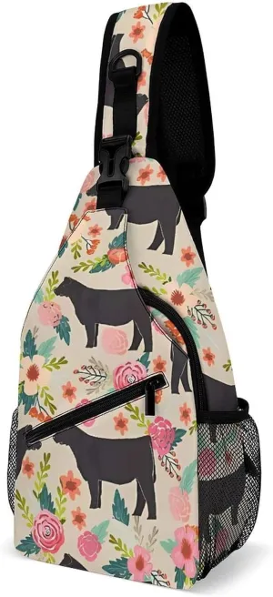Sling Bag Crossbody Backpack for Men Women Show Steer Cows Cattle Chest Bag Crossbody Bag for Travel Sport Running