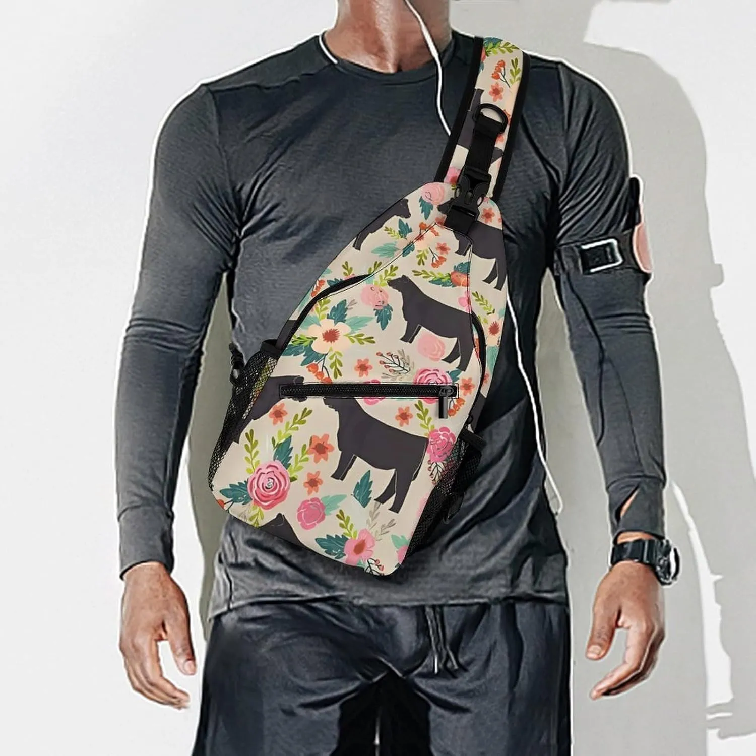 Sling Bag Crossbody Backpack for Men Women Show Steer Cows Cattle Chest Bag Crossbody Bag for Travel Sport Running