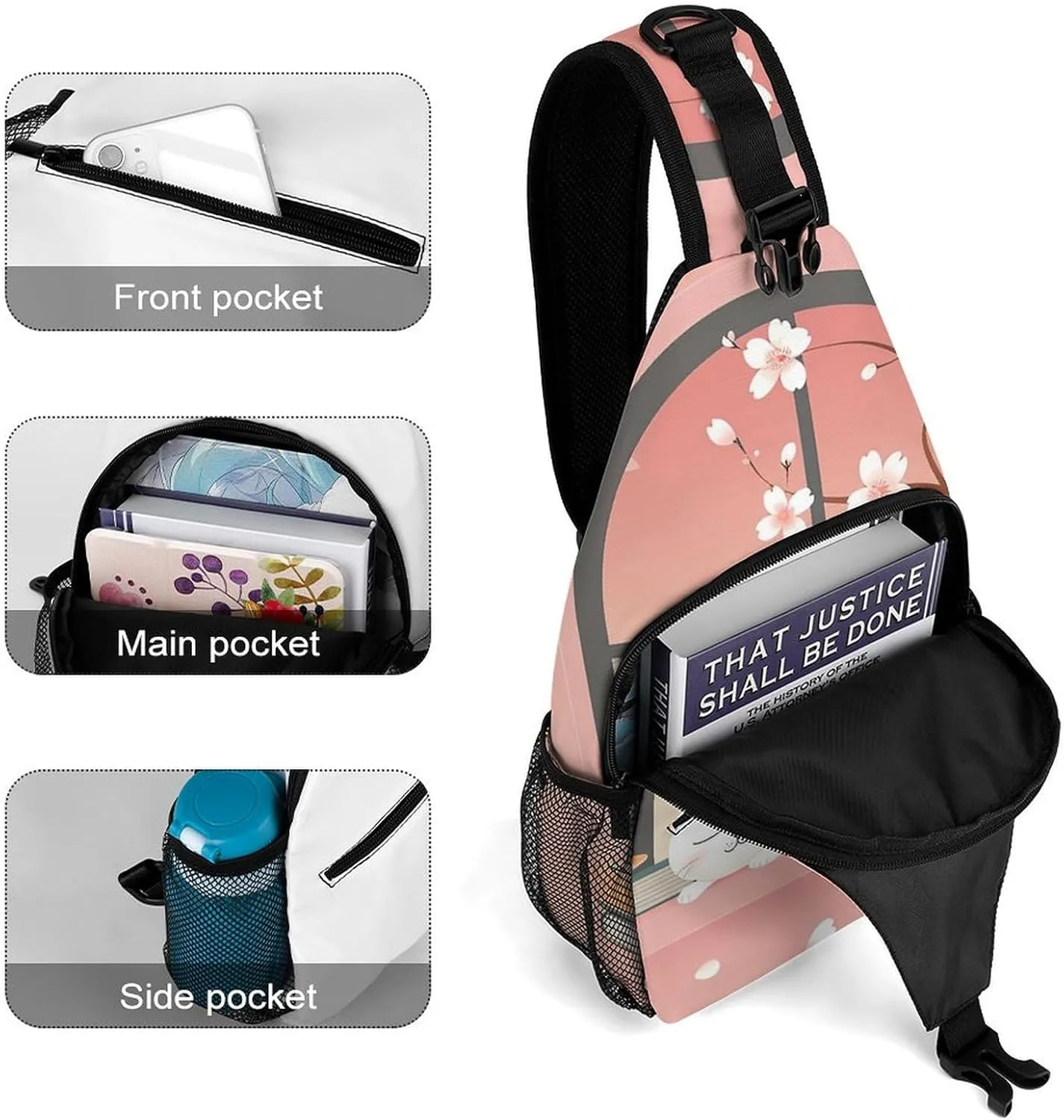 Sling Bag Crossbody Shoulder Bag Cross Chest Bag Cat on Windowsill Sling Backpack Travel Hiking Daypack
