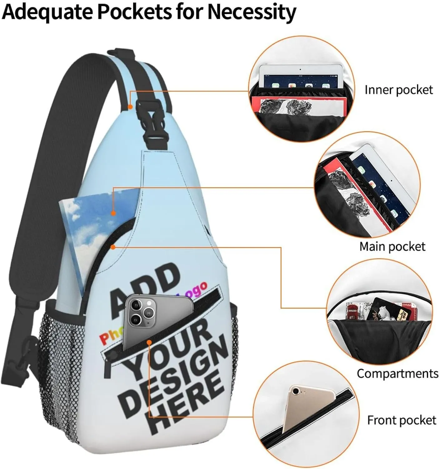 Sling Bag Design Your Own With Photo/Text/Logo Shoulder Cross Chest Bag Personalized Casual Crossbody Bag