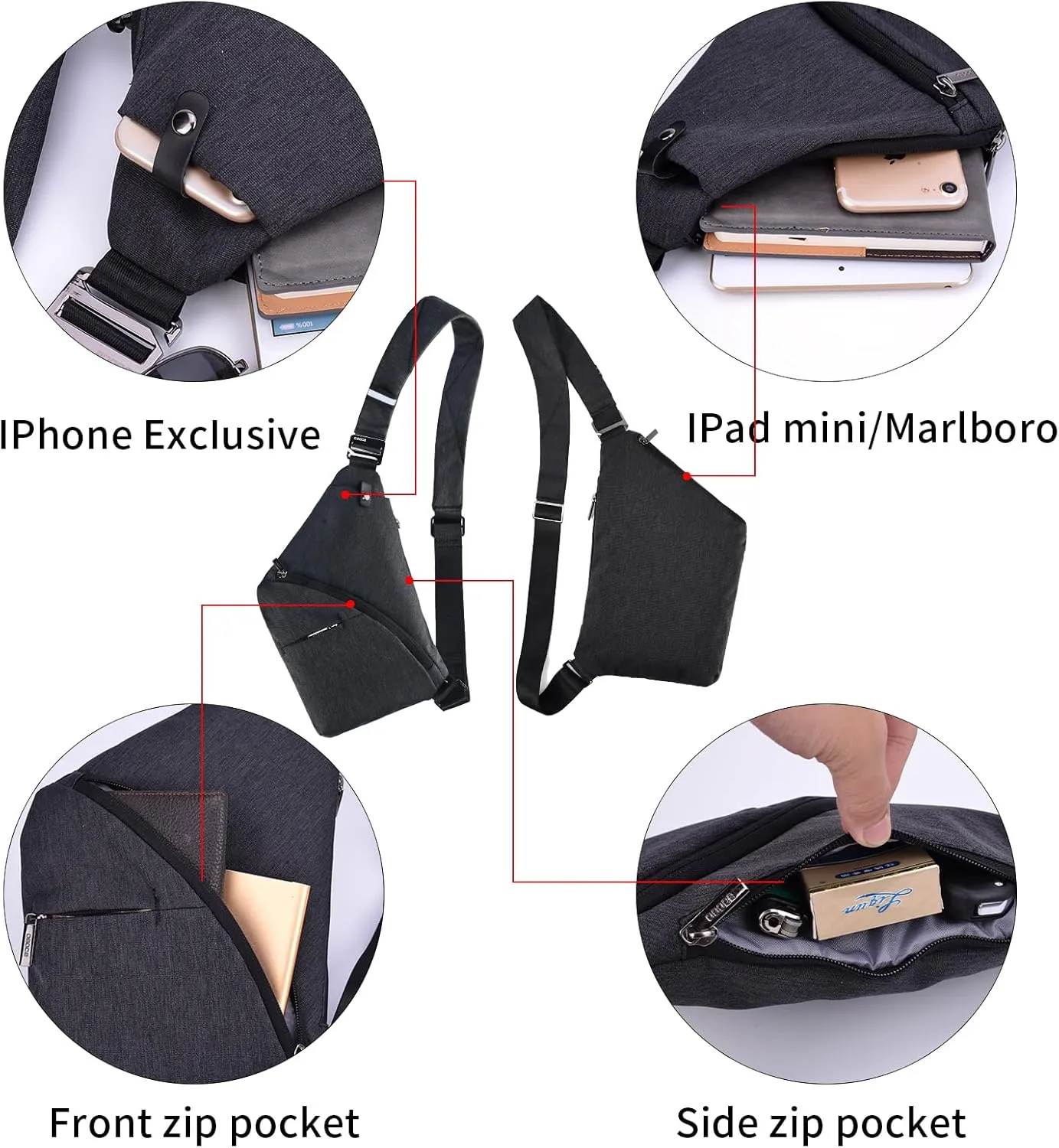 Sling Bag for Men, Crossbody Bag Shoulder Bag for Men Anti-theft Bag for Travel Casual