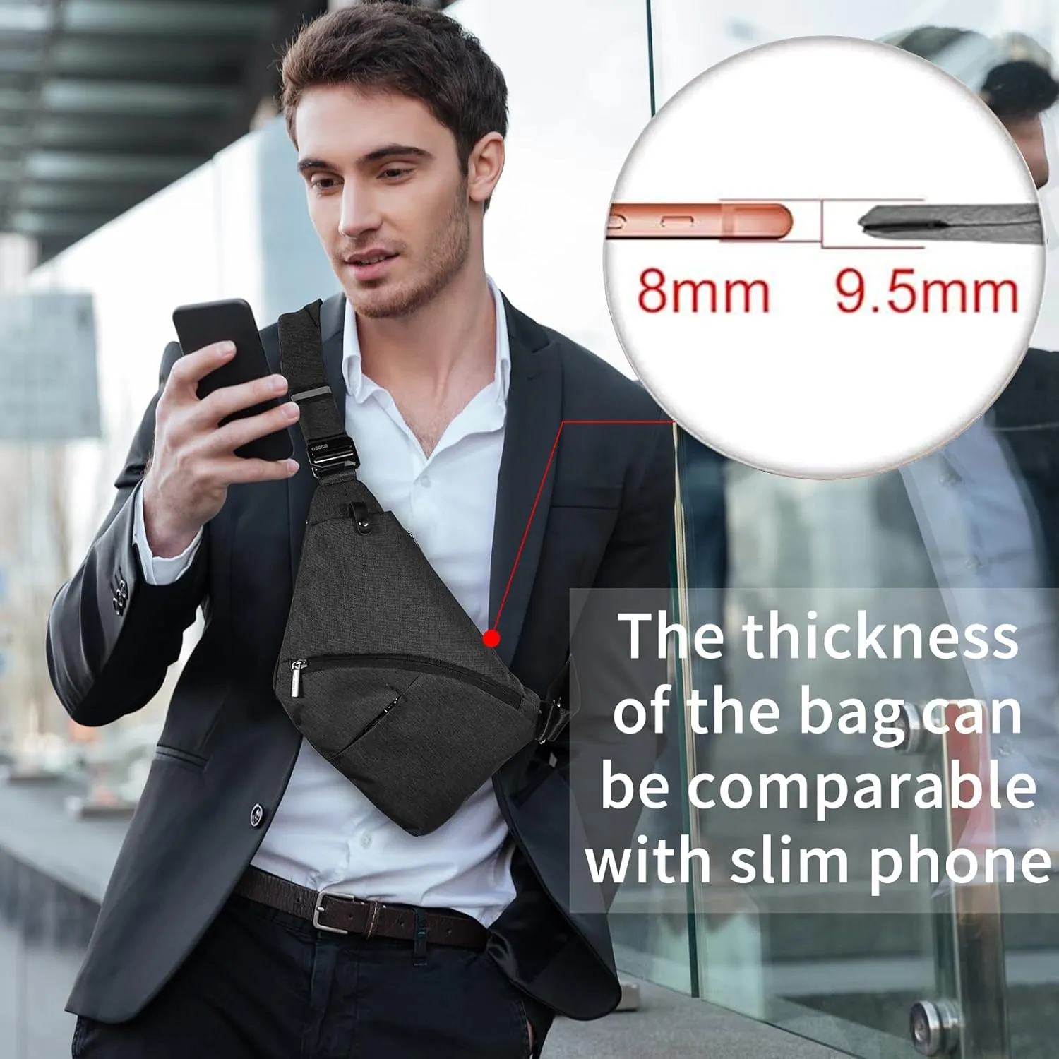 Sling Bag for Men, Crossbody Bag Shoulder Bag for Men Anti-theft Bag for Travel Casual