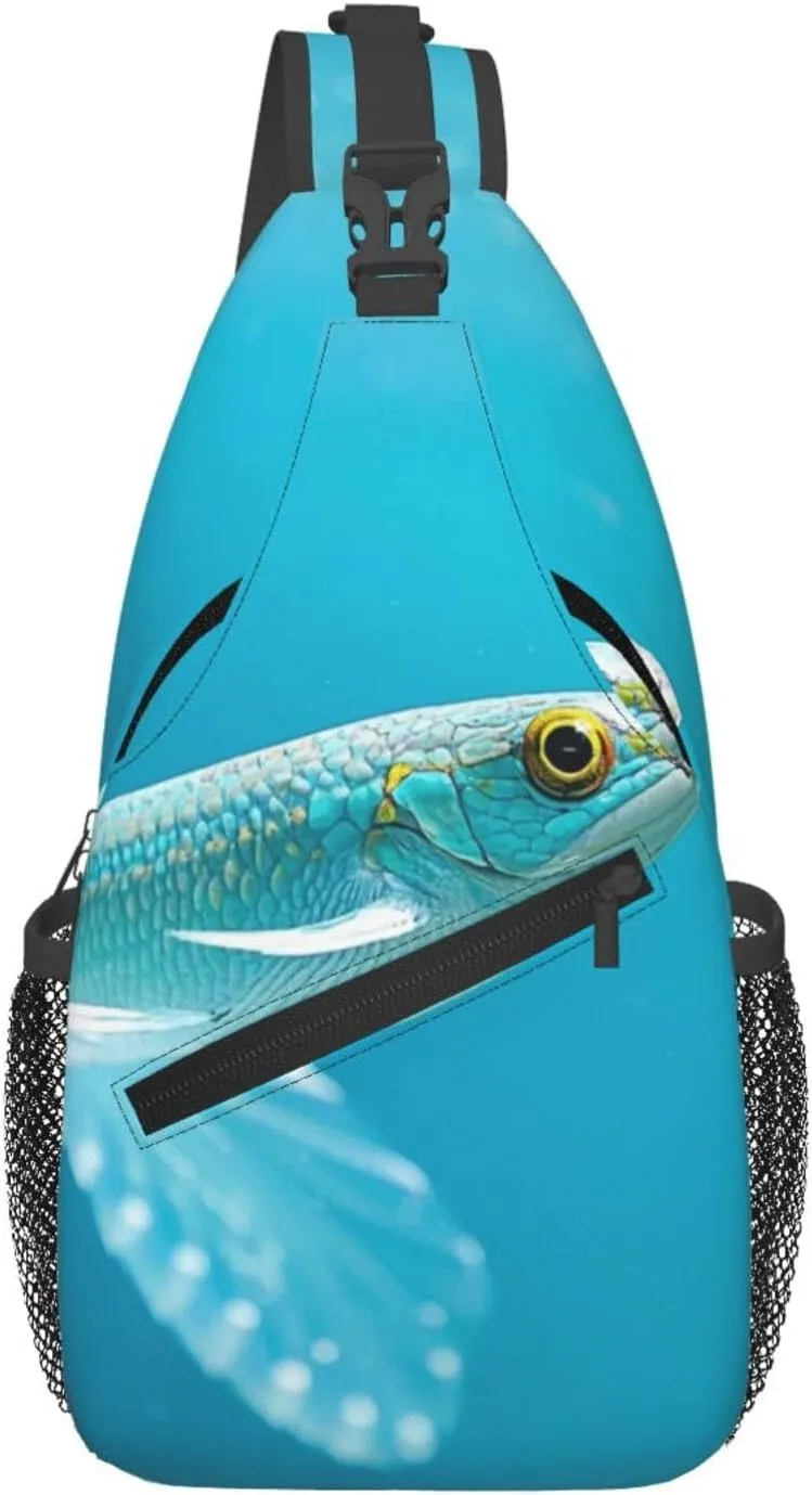 Sling Bag for Men Women Crossbody Backpack Aqua Blue Turquoise Crossbody Bag Chest Bag for Travel Sport