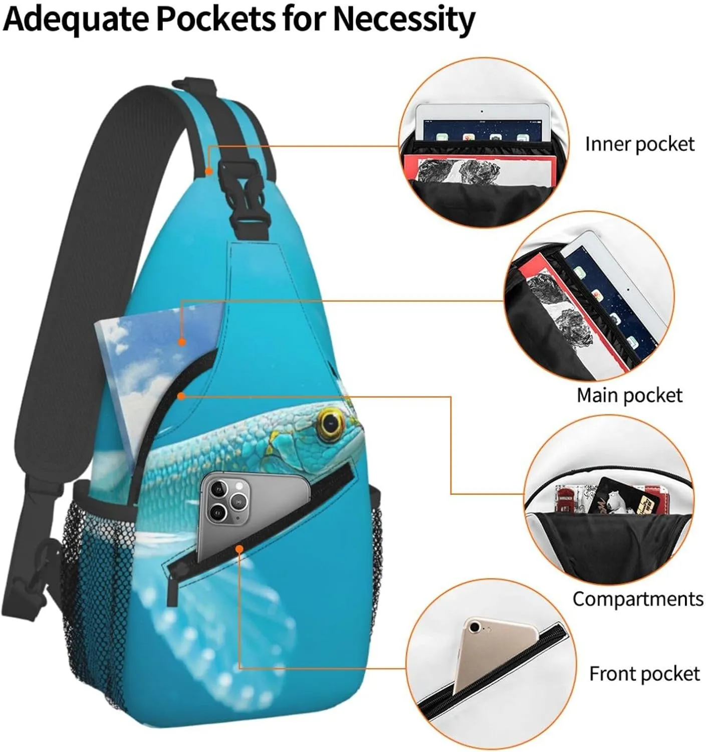 Sling Bag for Men Women Crossbody Backpack Aqua Blue Turquoise Crossbody Bag Chest Bag for Travel Sport