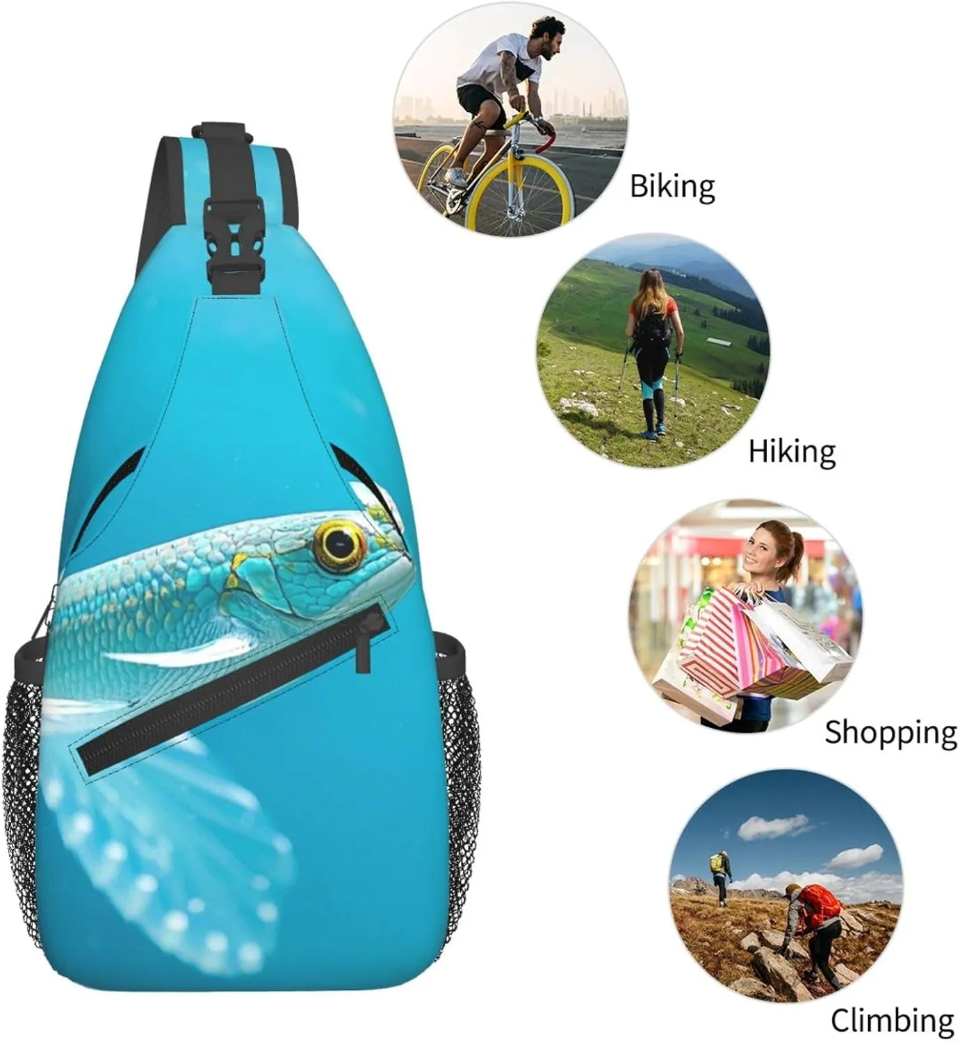 Sling Bag for Men Women Crossbody Backpack Aqua Blue Turquoise Crossbody Bag Chest Bag for Travel Sport