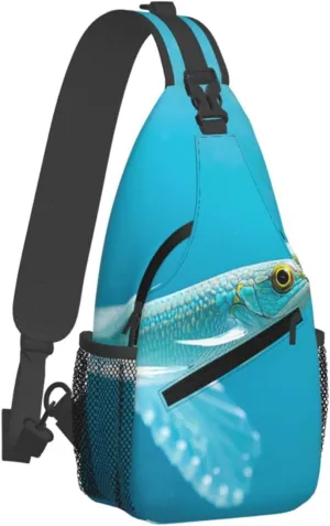 Sling Bag for Men Women Crossbody Backpack Aqua Blue Turquoise Crossbody Bag Chest Bag for Travel Sport
