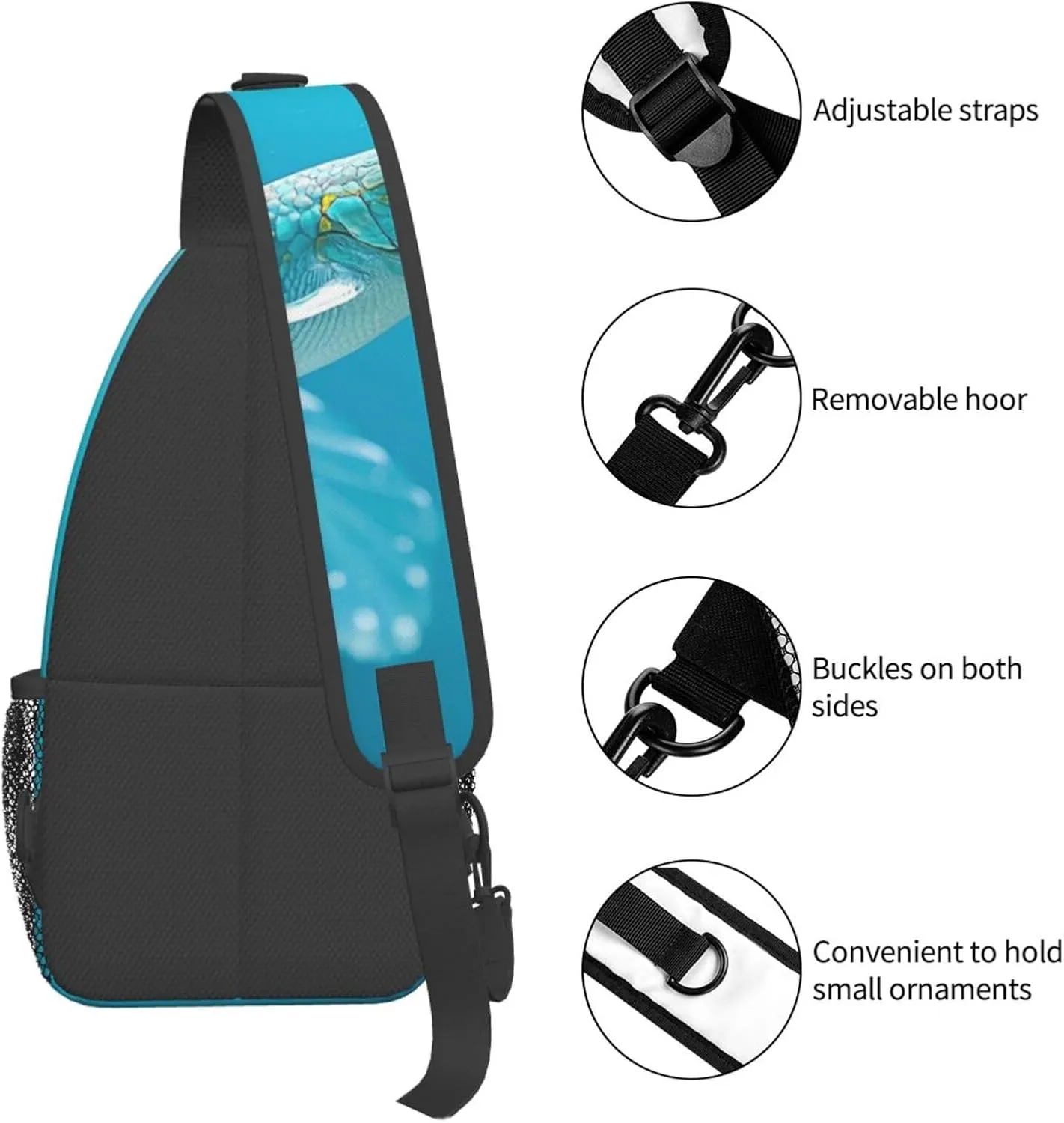 Sling Bag for Men Women Crossbody Backpack Aqua Blue Turquoise Crossbody Bag Chest Bag for Travel Sport