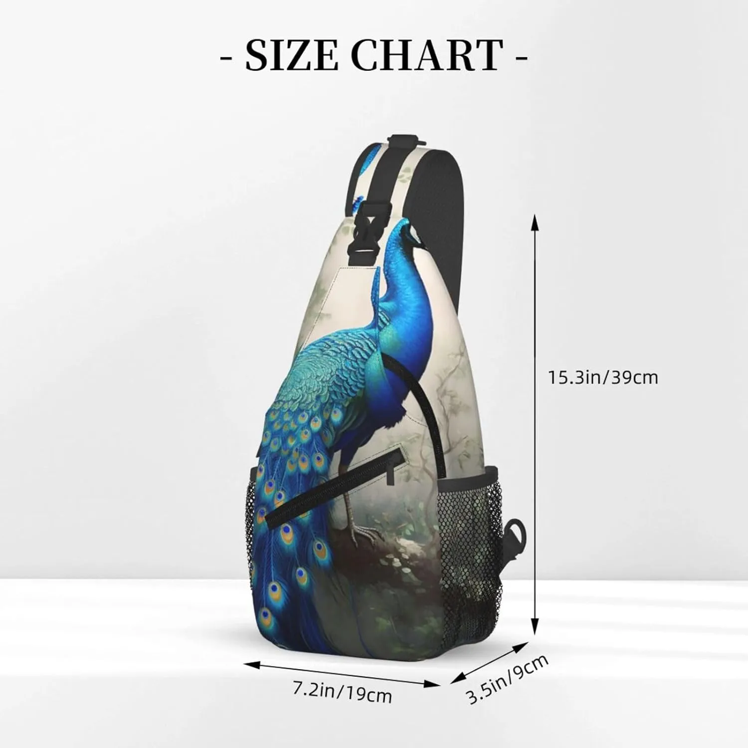 Sling Bag for Men Women Crossbody Backpack Blue Peacock Crossbody Bag Chest Bag for Travel Sport