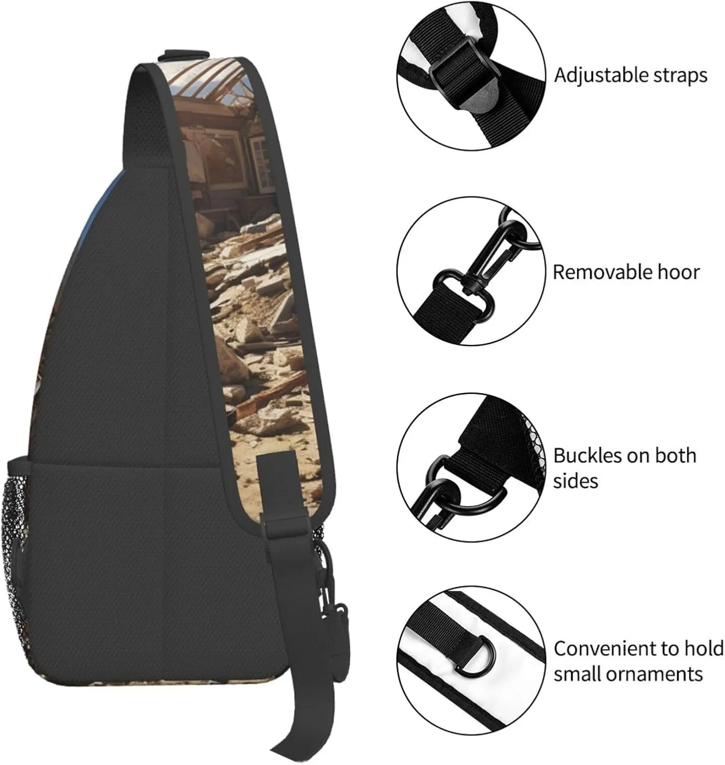 Sling Bag for Men Women Crossbody Backpack Collapsed house Crossbody Bag Chest Bag for Travel Sport