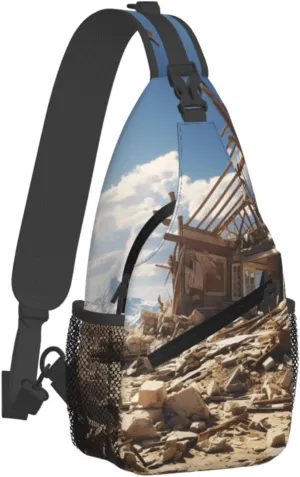 Sling Bag for Men Women Crossbody Backpack Collapsed house Crossbody Bag Chest Bag for Travel Sport