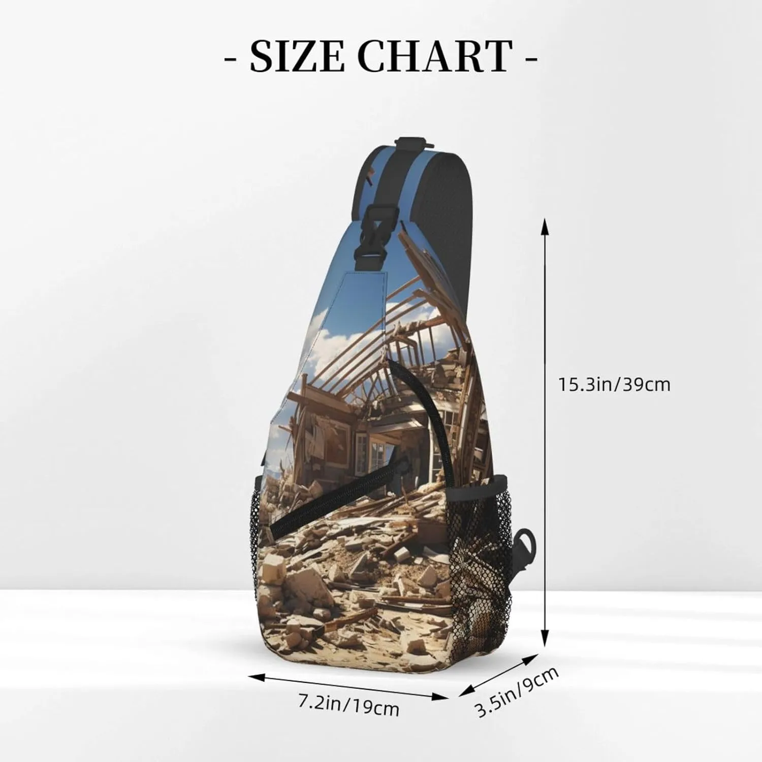 Sling Bag for Men Women Crossbody Backpack Collapsed house Crossbody Bag Chest Bag for Travel Sport