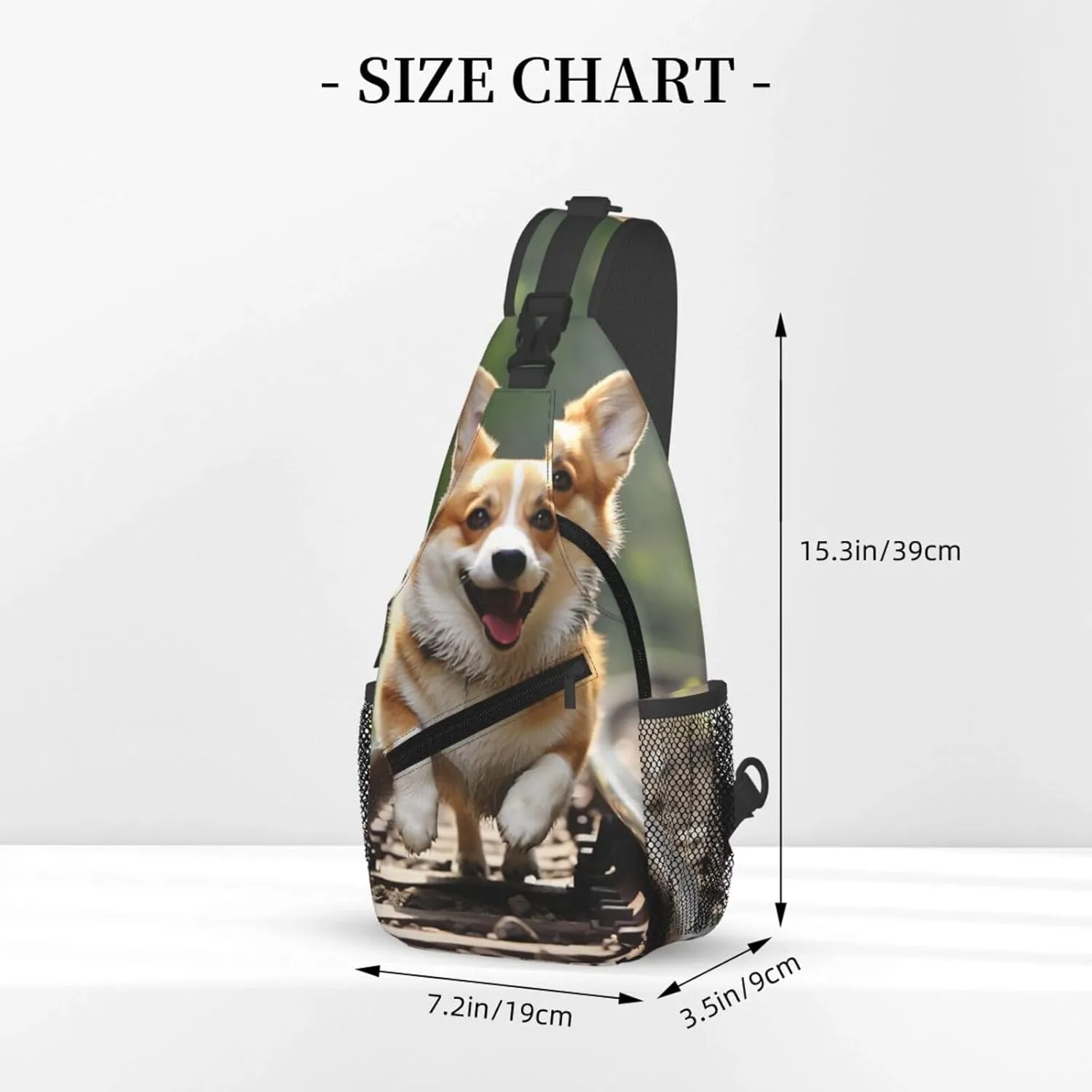 Sling Bag for Men Women Crossbody Backpack Corgi Dog Running on The Railroad Crossbody Bag Chest Bag for Travel Sport