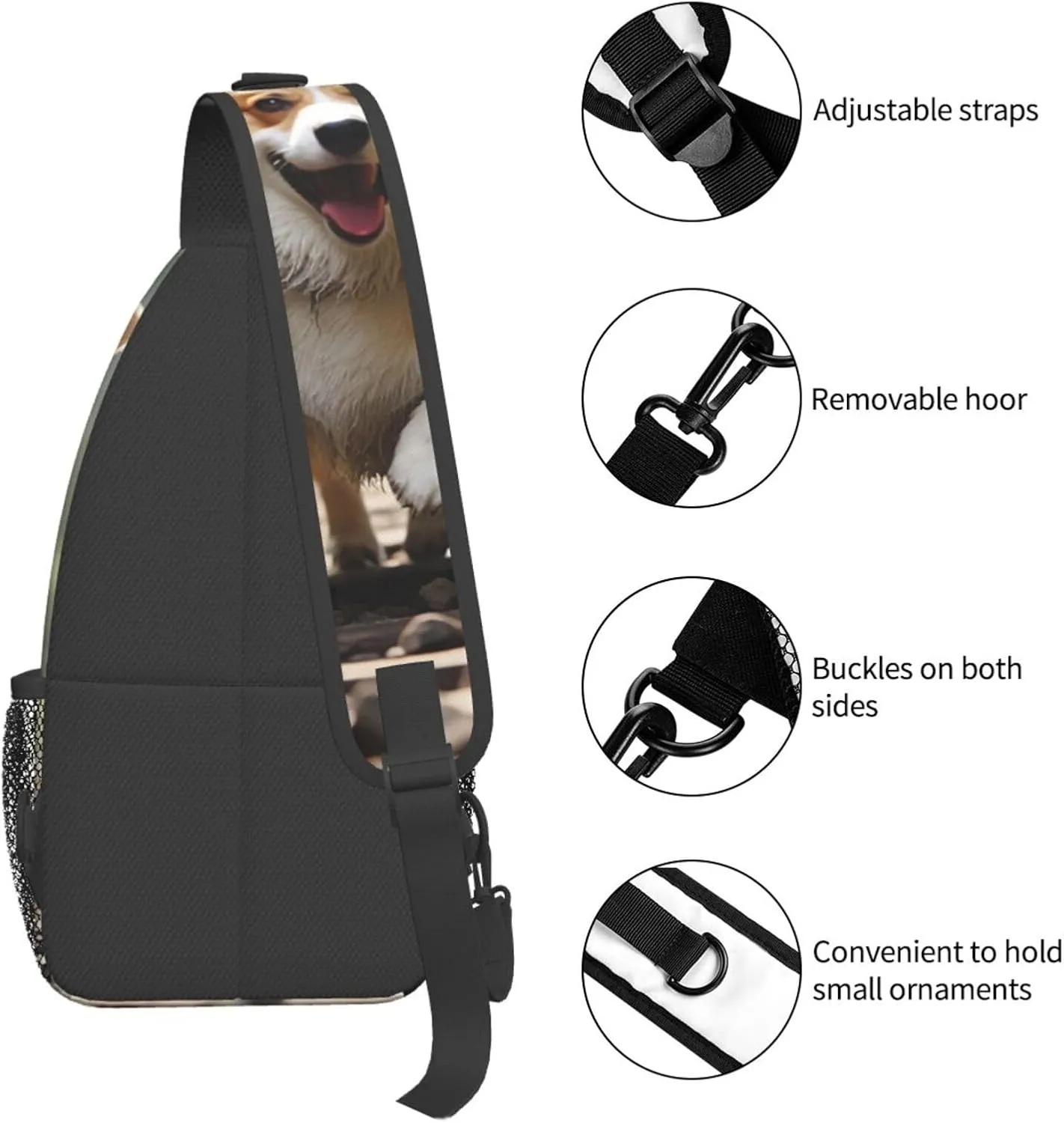 Sling Bag for Men Women Crossbody Backpack Corgi Dog Running on The Railroad Crossbody Bag Chest Bag for Travel Sport