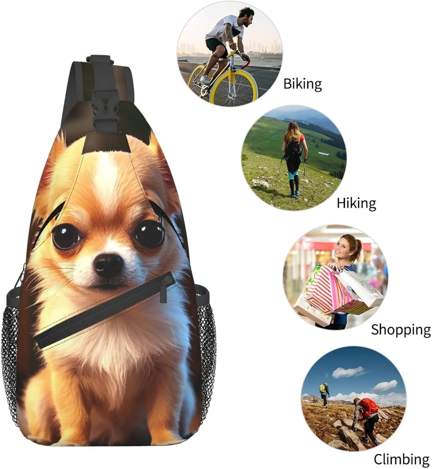 Sling Bag for Men Women Crossbody Backpack cute chihuahua Crossbody Bag Chest Bag for Travel Sport