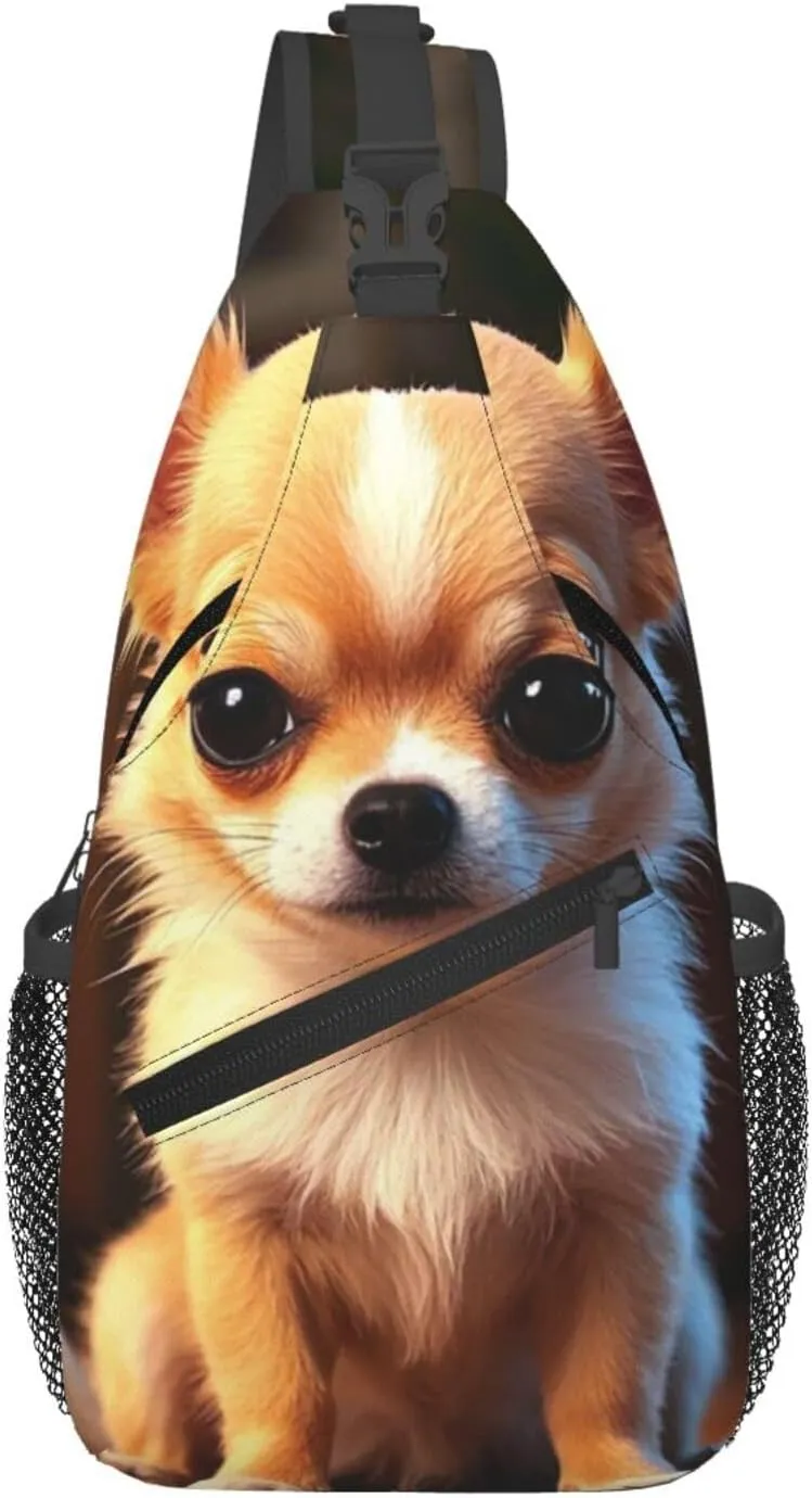 Sling Bag for Men Women Crossbody Backpack cute chihuahua Crossbody Bag Chest Bag for Travel Sport