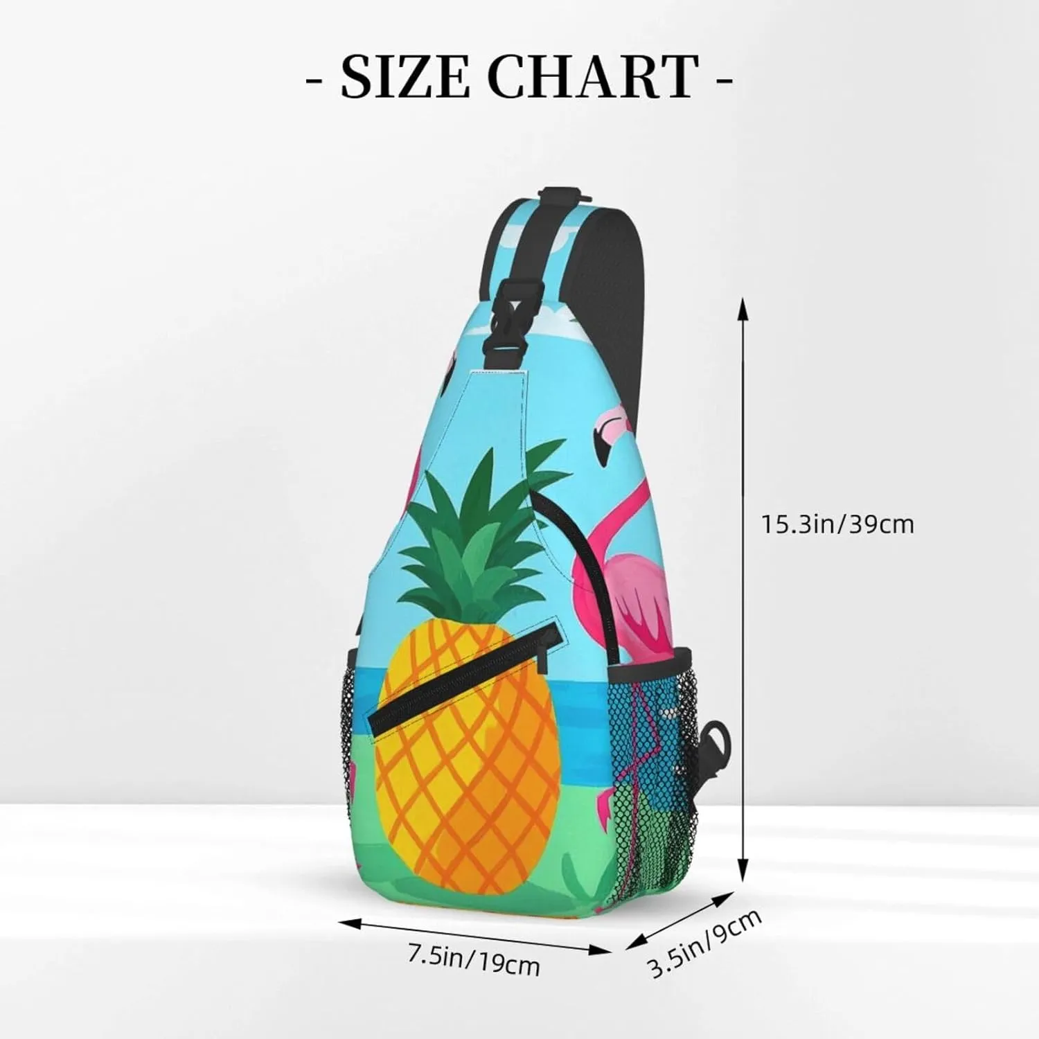 Sling Bag for Men Women Crossbody Backpack Flamingos and Pineapples Crossbody Bag Chest Bag for Travel Sport