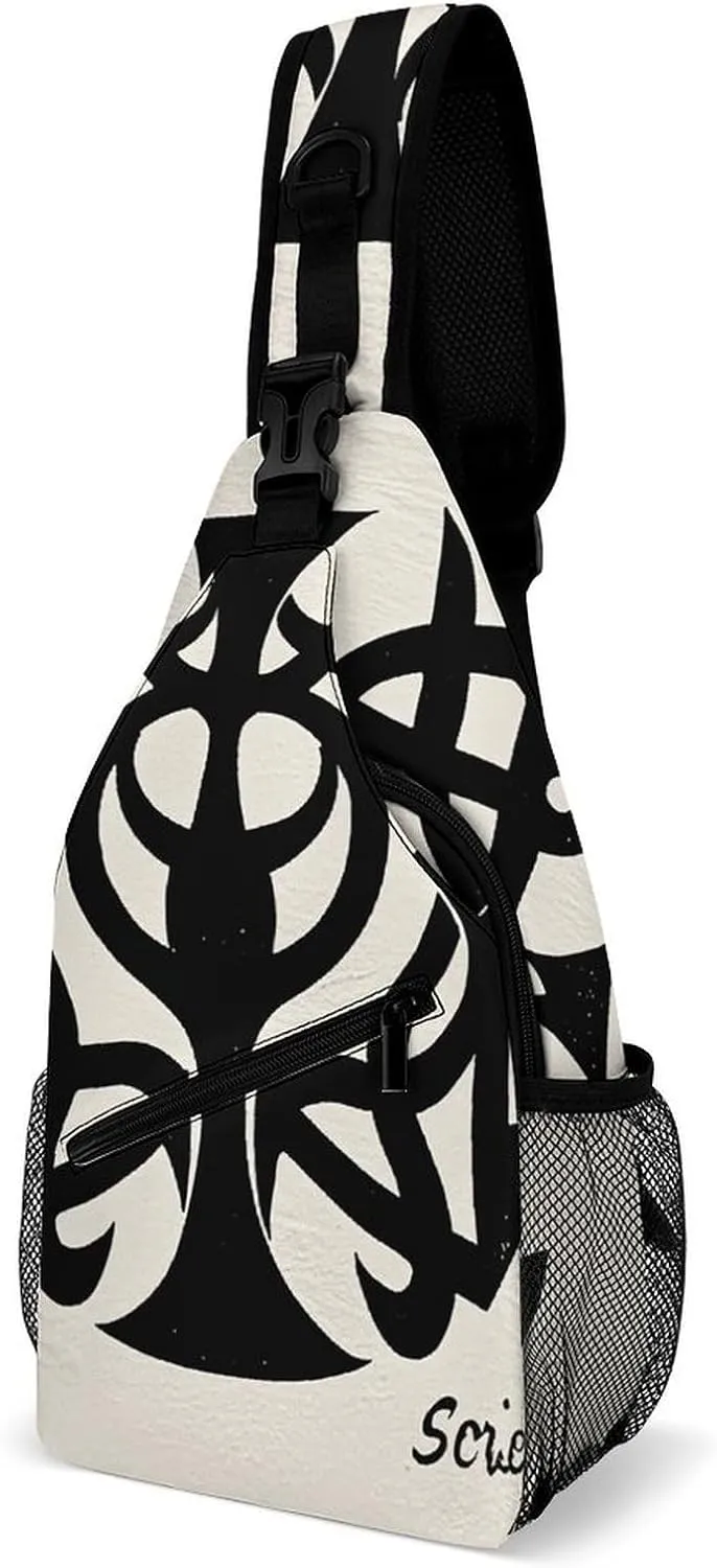 Sling Bag for Men Women Supernatural Symbols Black Print Chest Bag Casual Crossbody Bag Sling Backpack for Travel Daypack