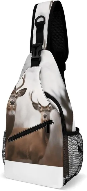 Sling Bag for Women Men Crossbody Bag Deer Chest Bag Sling Backpack Fanny Pack Casual Daypack for Travel