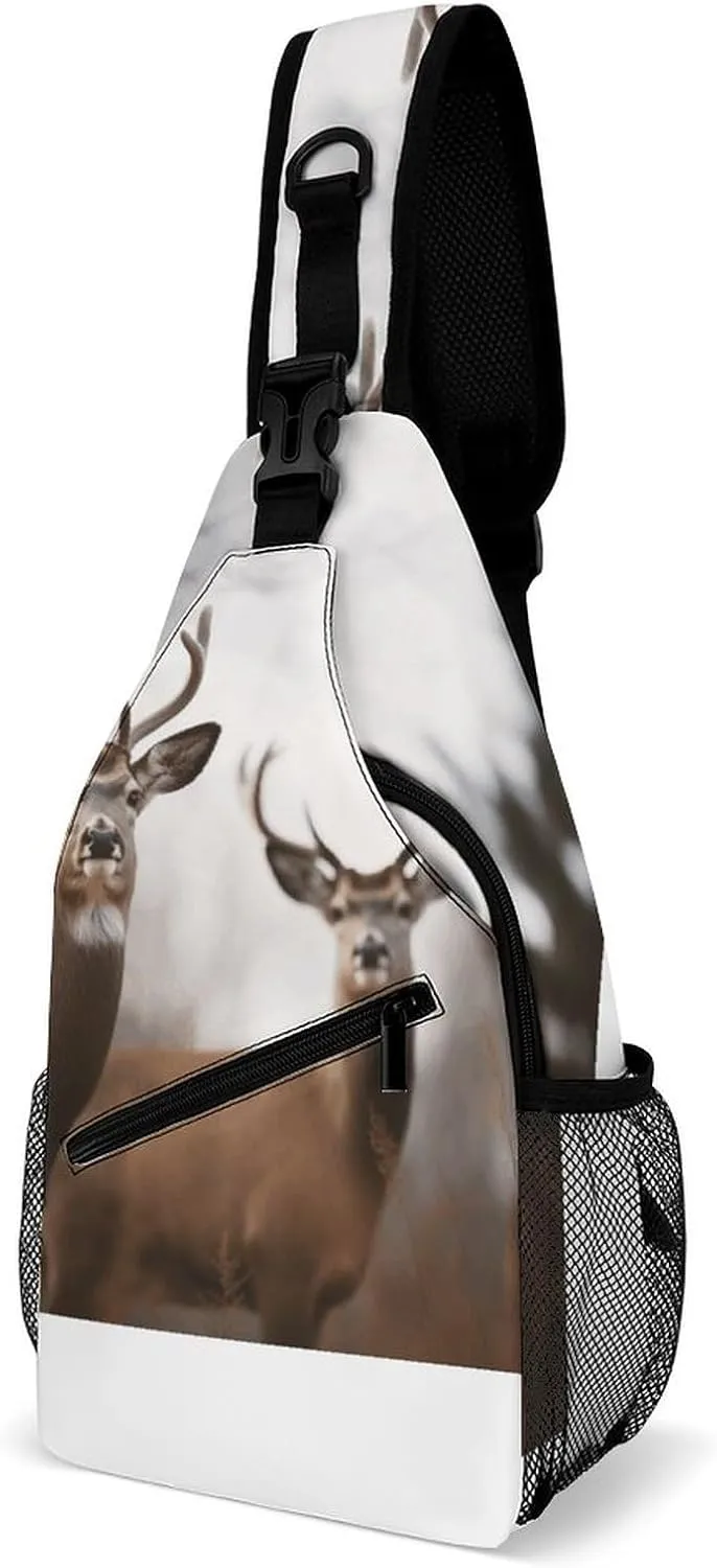 Sling Bag for Women Men Crossbody Bag Deer Chest Bag Sling Backpack Fanny Pack Casual Daypack for Travel