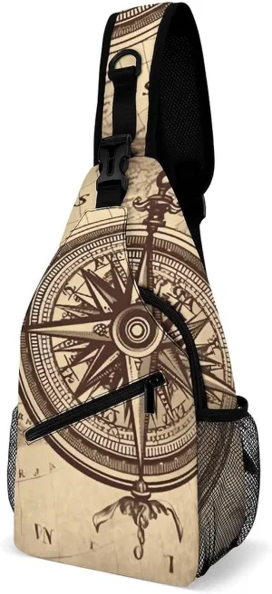 Sling Bag for Women Men Crossbody Bag Law of The Compass Navigation Chest Bag Sling Backpack Fanny Pack Casual Daypack for Travel