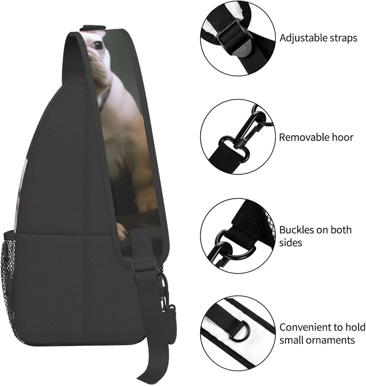 Sling Bag for Women Men Crossbody Bag Small Sling Backpack French bulldog puppies Chest Bag Hiking Daypack