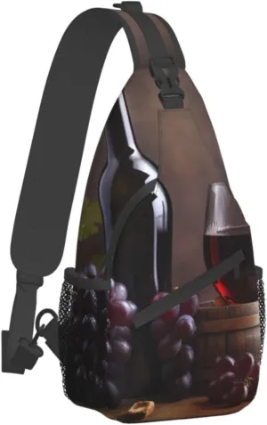 Sling Bag for Women Men Crossbody Bag Small Sling Backpack Grape Wine Chest Bag Hiking Daypack
