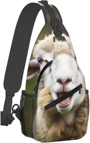 Sling Bag for Women Men Crossbody Shoulder Bag Funny Naughty Sheep Tongue Cute Animal Chest Bag Small Sling Backpack Daypack Fanny Packs