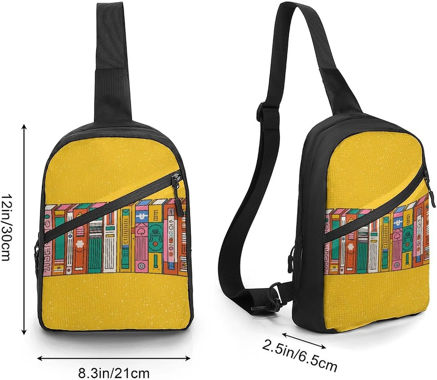 Sling Bag for Women Men Daypack Bookshelf Books Chest Bag Crossbody Backpack for Hiking Travel