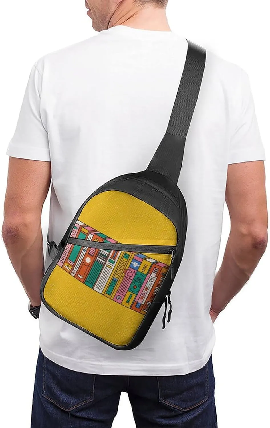 Sling Bag for Women Men Daypack Bookshelf Books Chest Bag Crossbody Backpack for Hiking Travel